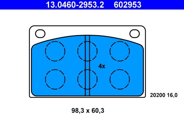 ATE 13.0460-2953.2 - Brake Pad Set, disc brake onlydrive.pro