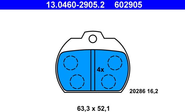 ATE 13.0460-2905.2 - Brake Pad Set, disc brake onlydrive.pro