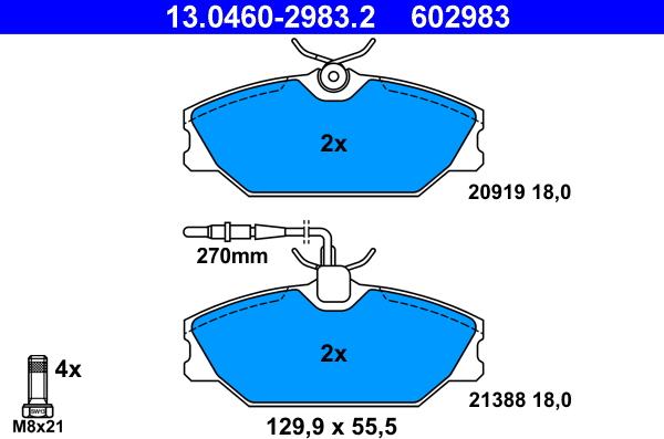 ATE 13.0460-2983.2 - Brake Pad Set, disc brake onlydrive.pro