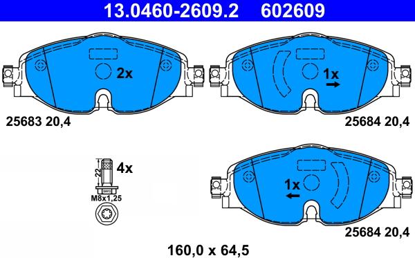 ATE 13.0460-2609.2 - Тормозные колодки, дисковые, комплект onlydrive.pro