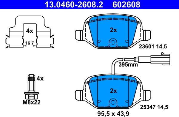 ATE 13.0460-2608.2 - Brake Pad Set, disc brake onlydrive.pro