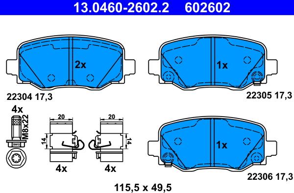 ATE 13.0460-2602.2 - Brake Pad Set, disc brake onlydrive.pro