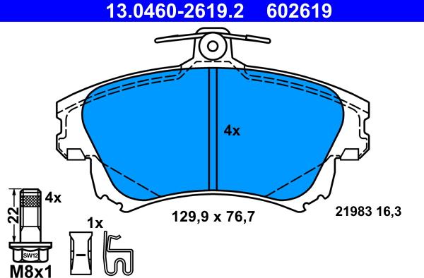 ATE 13.0460-2619.2 - Brake Pad Set, disc brake onlydrive.pro