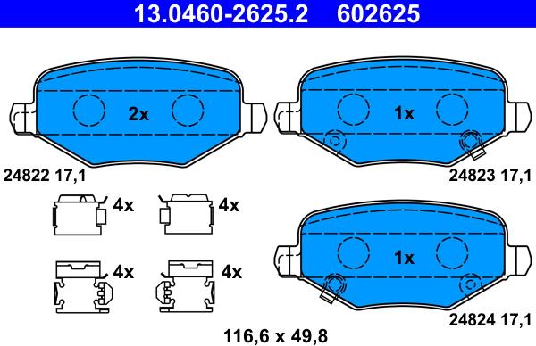 ATE 13.0460-2625.2 - Brake Pad Set, disc brake onlydrive.pro