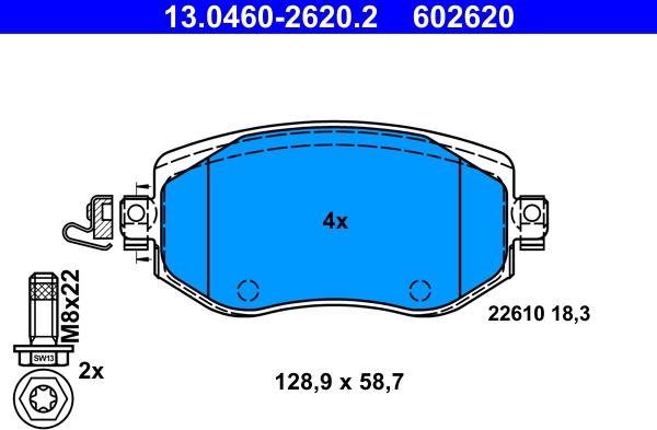 ATE 13.0460-2620.2 - Brake Pad Set, disc brake onlydrive.pro