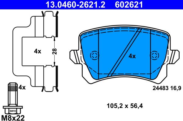 ATE 13.0460-2621.2 - Тормозные колодки, дисковые, комплект onlydrive.pro