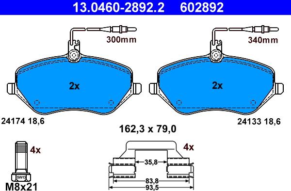 ATE 13.0460-2892.2 - Brake Pad Set, disc brake onlydrive.pro