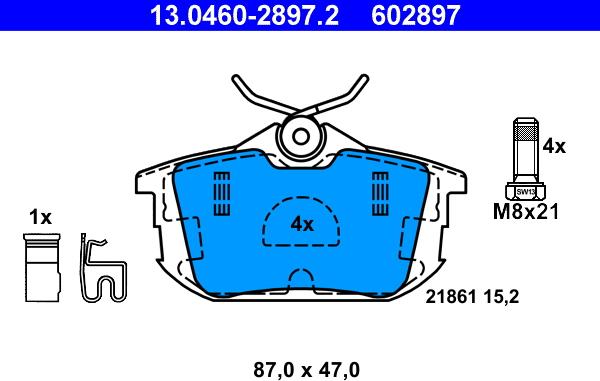ATE 13.0460-2897.2 - Brake Pad Set, disc brake onlydrive.pro