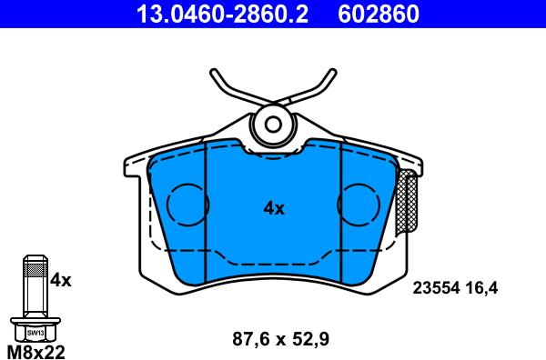 ATE 13.0460-2860.2 - Brake Pad Set, disc brake onlydrive.pro