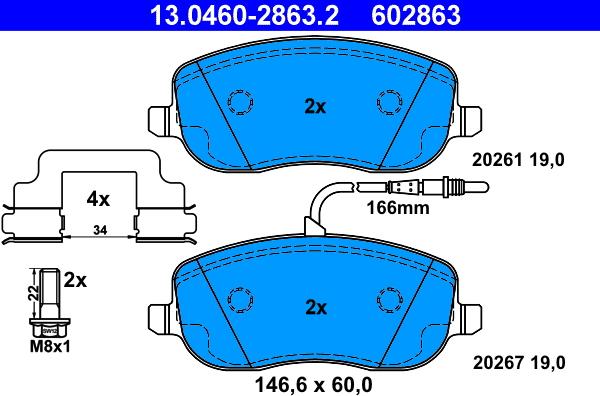 ATE 13.0460-2863.2 - Brake Pad Set, disc brake onlydrive.pro