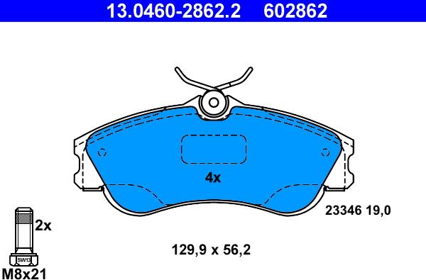 ATE 13.0460-2862.2 - Brake Pad Set, disc brake onlydrive.pro