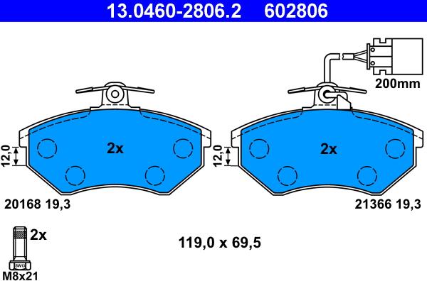 ATE 13.0460-2806.2 - Brake Pad Set, disc brake onlydrive.pro