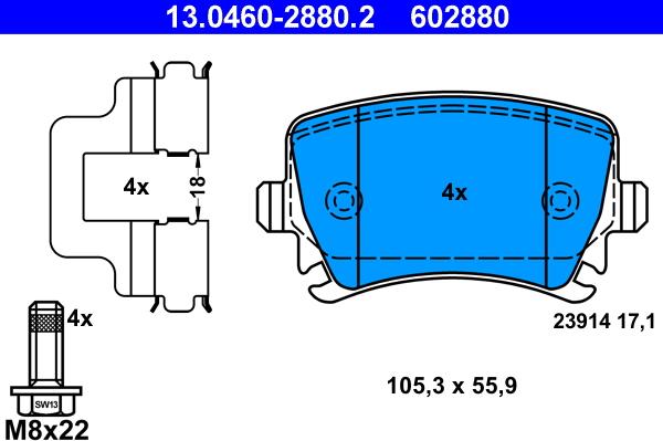 ATE 13.0460-2880.2 - Brake Pad Set, disc brake onlydrive.pro
