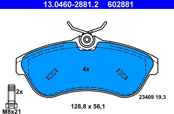 ATE 13.0460-2881.2 - Brake Pad Set, disc brake onlydrive.pro