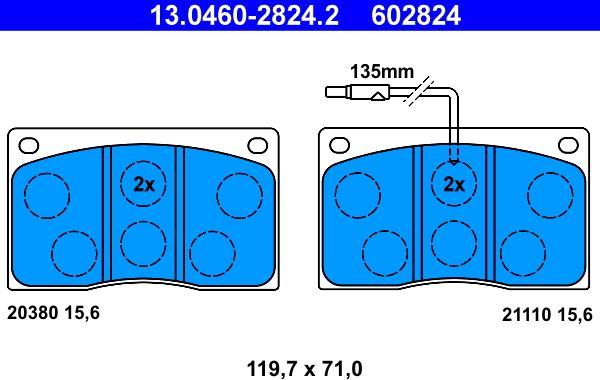 ATE 13.0460-2824.2 - Тормозные колодки, дисковые, комплект onlydrive.pro