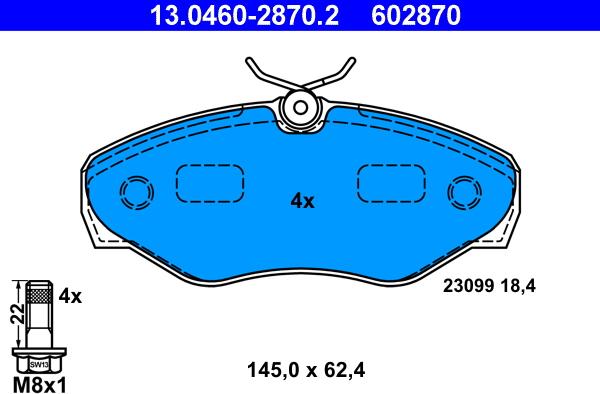 ATE 13.0460-2870.2 - Brake Pad Set, disc brake onlydrive.pro