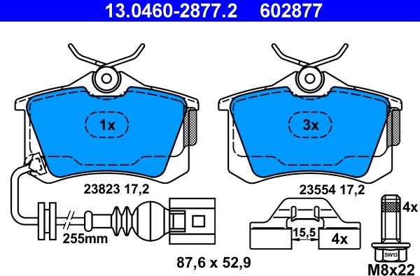 ATE 13.0460-2877.2 - Brake Pad Set, disc brake onlydrive.pro