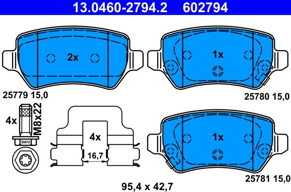 ATE 13.0460-2794.2 - Brake Pad Set, disc brake onlydrive.pro