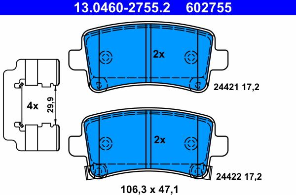 ATE 13.0460-2755.2 - Brake Pad Set, disc brake onlydrive.pro