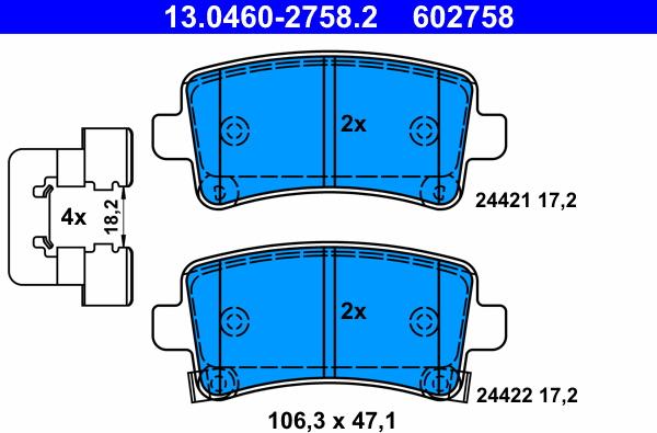 ATE 13.0460-2758.2 - Brake Pad Set, disc brake onlydrive.pro