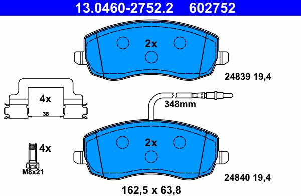 ATE 13.0460-2752.2 - Brake Pad Set, disc brake onlydrive.pro