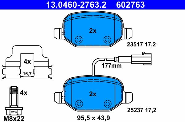 ATE 13.0460-2763.2 - Brake Pad Set, disc brake onlydrive.pro