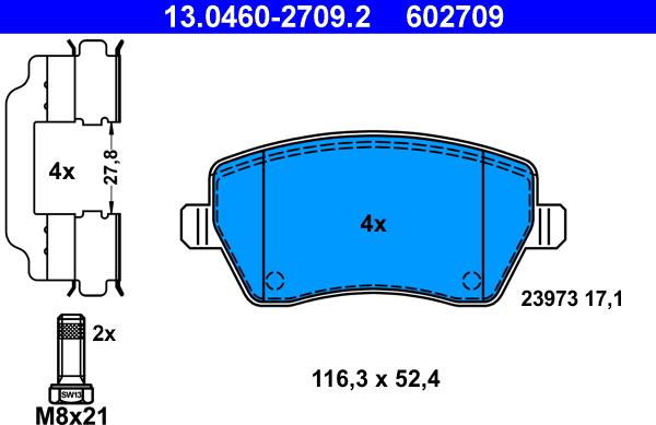 ATE 13.0460-2709.2 - Brake Pad Set, disc brake onlydrive.pro