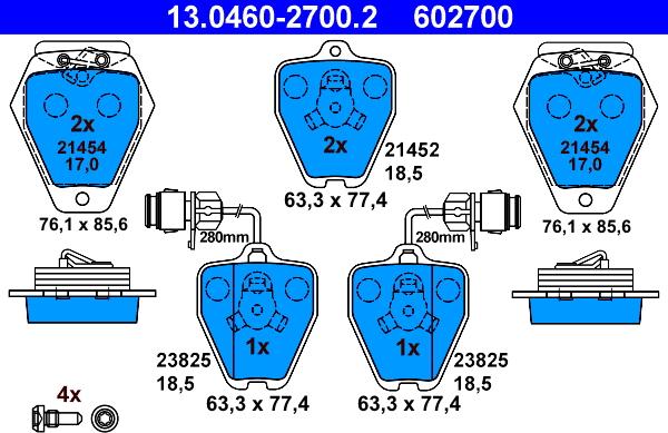 ATE 13.0460-2700.2 - Тормозные колодки, дисковые, комплект onlydrive.pro