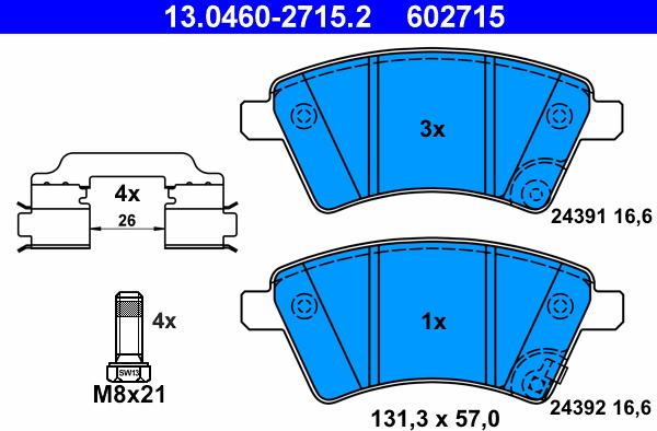 ATE 13.0460-2715.2 - Bremžu uzliku kompl., Disku bremzes onlydrive.pro