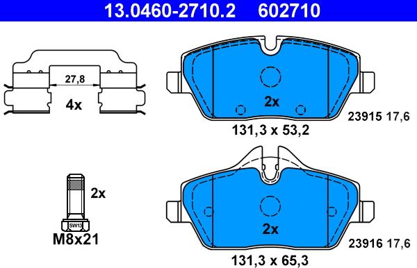 ATE 13.0460-2710.2 - Тормозные колодки, дисковые, комплект onlydrive.pro