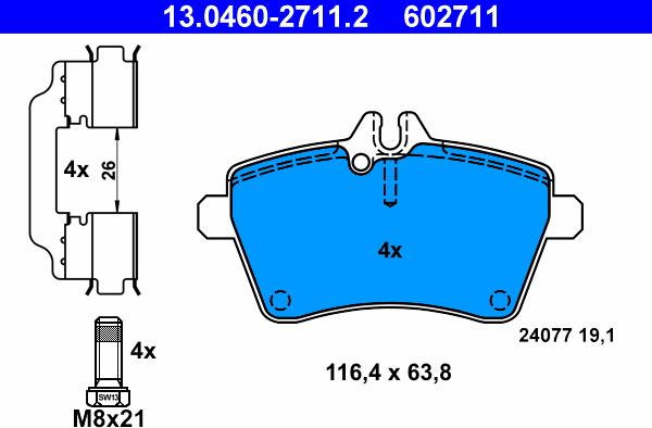 ATE 13.0460-2711.2 - Brake Pad Set, disc brake onlydrive.pro