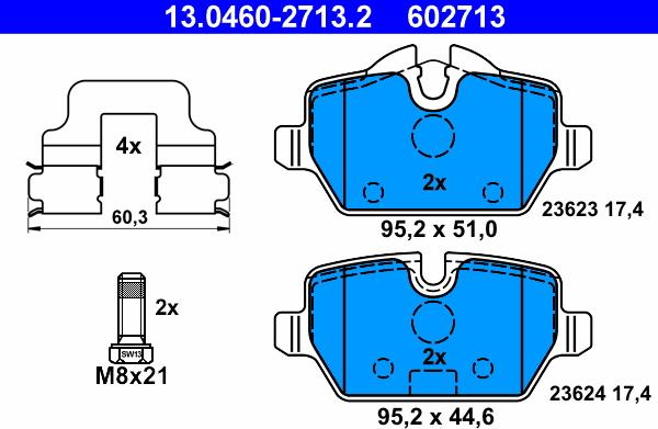 ATE 13.0460-2713.2 - Тормозные колодки, дисковые, комплект onlydrive.pro