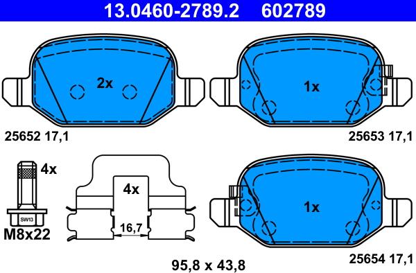 ATE 13.0460-2789.2 - Brake Pad Set, disc brake onlydrive.pro