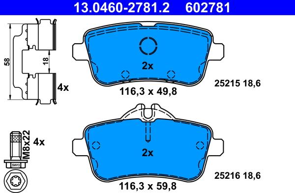 ATE 13.0460-2781.2 - Brake Pad Set, disc brake onlydrive.pro