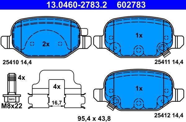 ATE 13.0460-2783.2 - Brake Pad Set, disc brake onlydrive.pro