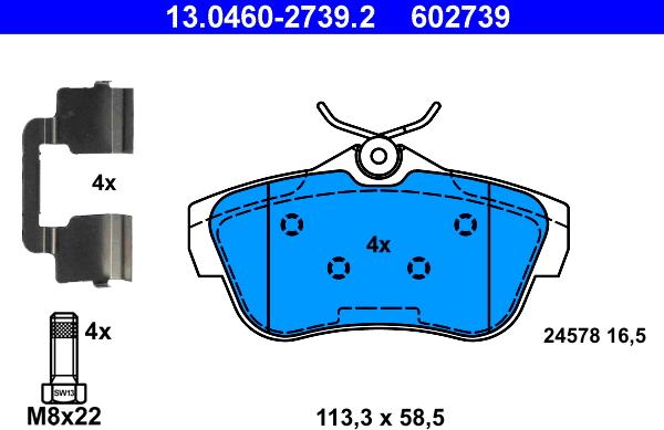 ATE 13.0460-2739.2 - Тормозные колодки, дисковые, комплект onlydrive.pro