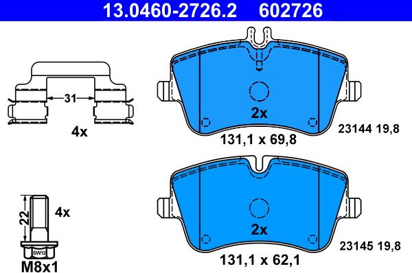 ATE 13.0460-2726.2 - Brake Pad Set, disc brake onlydrive.pro