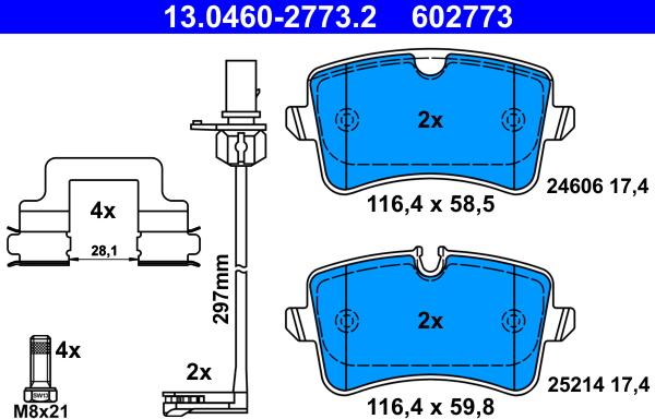 ATE 13.0460-2773.2 - Brake Pad Set, disc brake onlydrive.pro