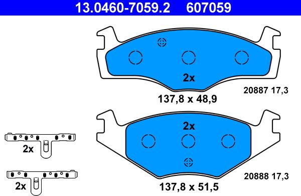 ATE 13.0460-7059.2 - Piduriklotsi komplekt,ketaspidur onlydrive.pro