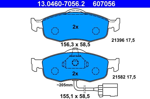 ATE 13.0460-7056.2 - Тормозные колодки, дисковые, комплект onlydrive.pro