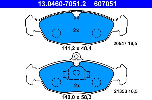 ATE 13.0460-7051.2 - Brake Pad Set, disc brake onlydrive.pro