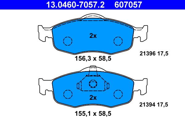 ATE 13.0460-7057.2 - Тормозные колодки, дисковые, комплект onlydrive.pro