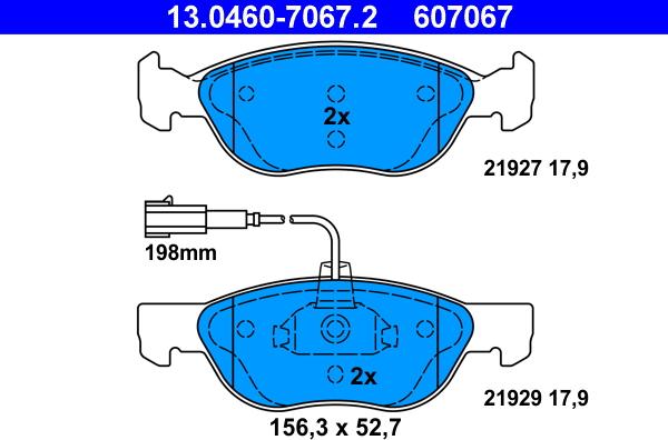 ATE 13.0460-7067.2 - Тормозные колодки, дисковые, комплект onlydrive.pro