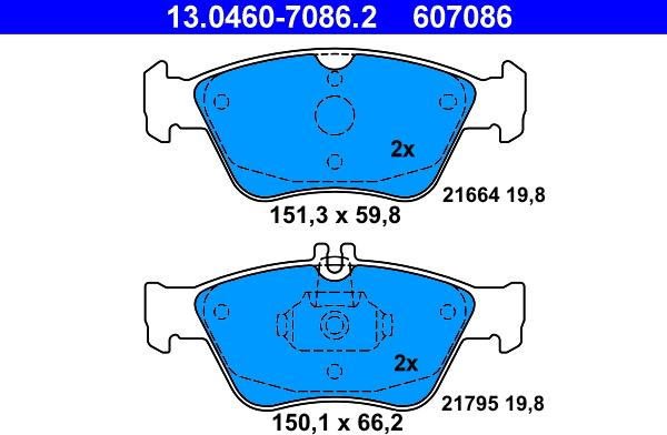 ATE 13.0460-7086.2 - Brake Pad Set, disc brake onlydrive.pro