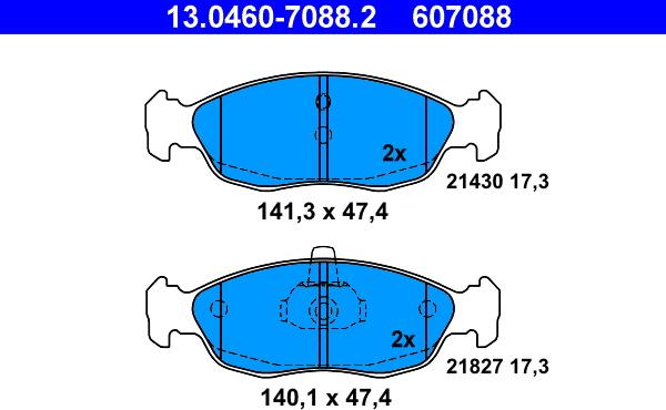 ATE 13.0460-7088.2 - Brake Pad Set, disc brake onlydrive.pro