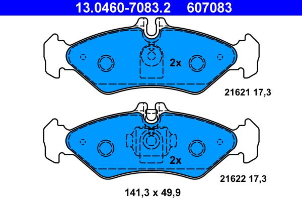 ATE 13.0460-7083.2 - Brake Pad Set, disc brake onlydrive.pro