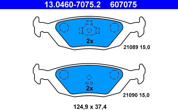 ATE 13.0460-7075.2 - Brake Pad Set, disc brake onlydrive.pro