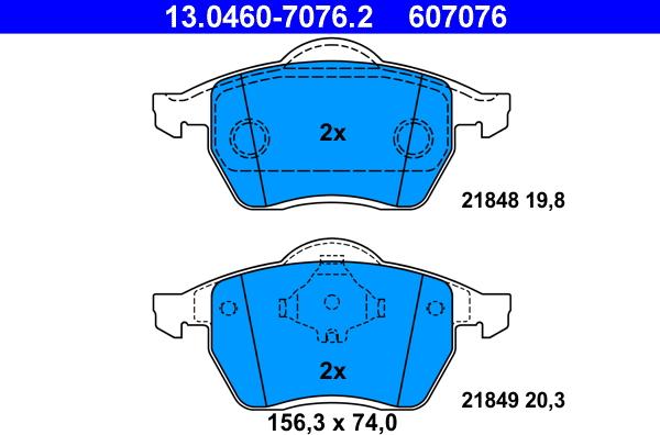 ATE 13.0460-7076.2 - Brake Pad Set, disc brake onlydrive.pro