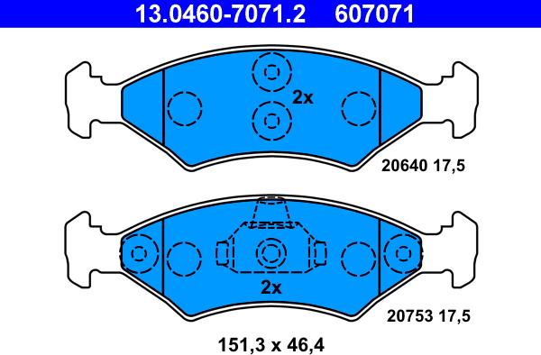 ATE 13.0460-7071.2 - Brake Pad Set, disc brake onlydrive.pro