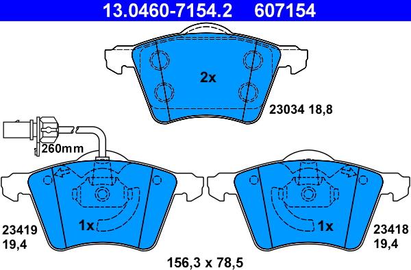 ATE 13.0460-7154.2 - Brake Pad Set, disc brake onlydrive.pro